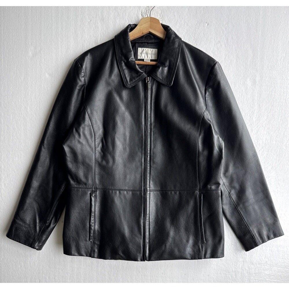 Vintage 90s Y2K Worthington Black Leather Full Zip Jacket Women’s Size XL Retro